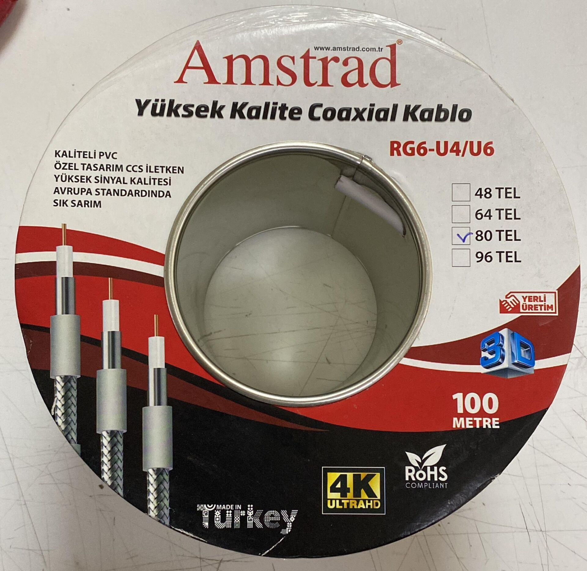 AMSTRAD RG 6 U6 ANTEN KABLOSU BEYAZ 80 TELLİ 1 MT FİYATIDIR