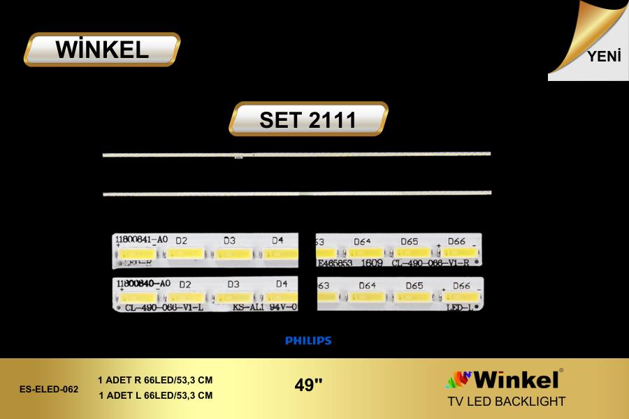 TV LED BAR 2111 2 Lİ ÇUBUK-49PUS7101 CL-490-066-V1-L 66LED-49PUS7181-WİNKEL