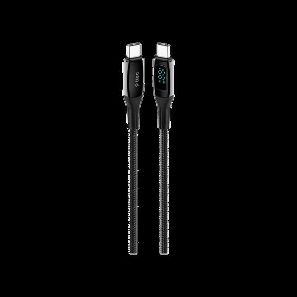 TTec 2DK57S AlumiCable LCD USB-C – USB-C 100W PD/QC 150cm Hızlı Şarj/Data Kablosu ,Siyah