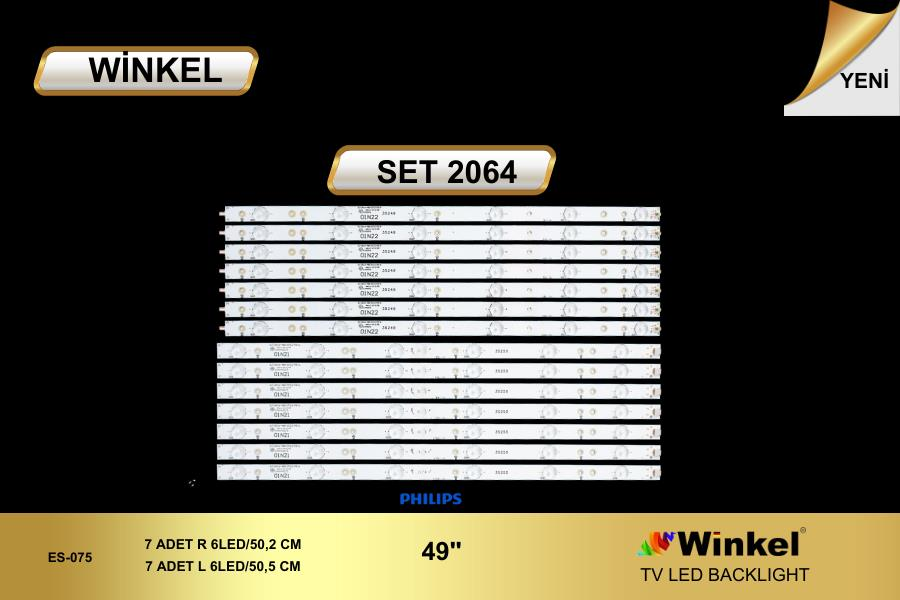 TV LED BAR 2064 TAKIM 14 LÜ--49PUS6101,TPT490US-49PUS6551,-ES-075-WİNKEL