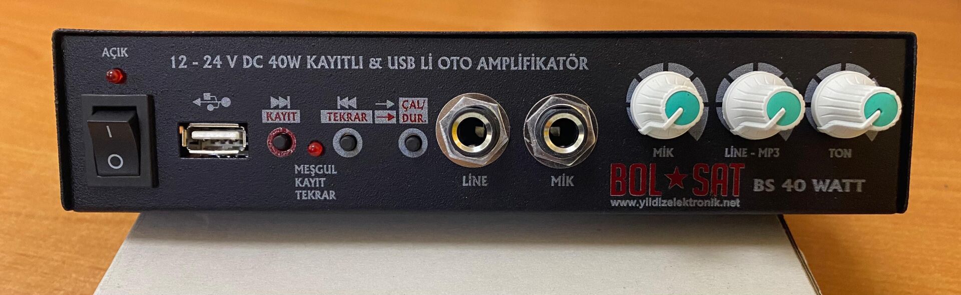 PAZARCI ANFİSİ KAYITLI+USBLİ-AUX'LU 40WATT BOLSAT