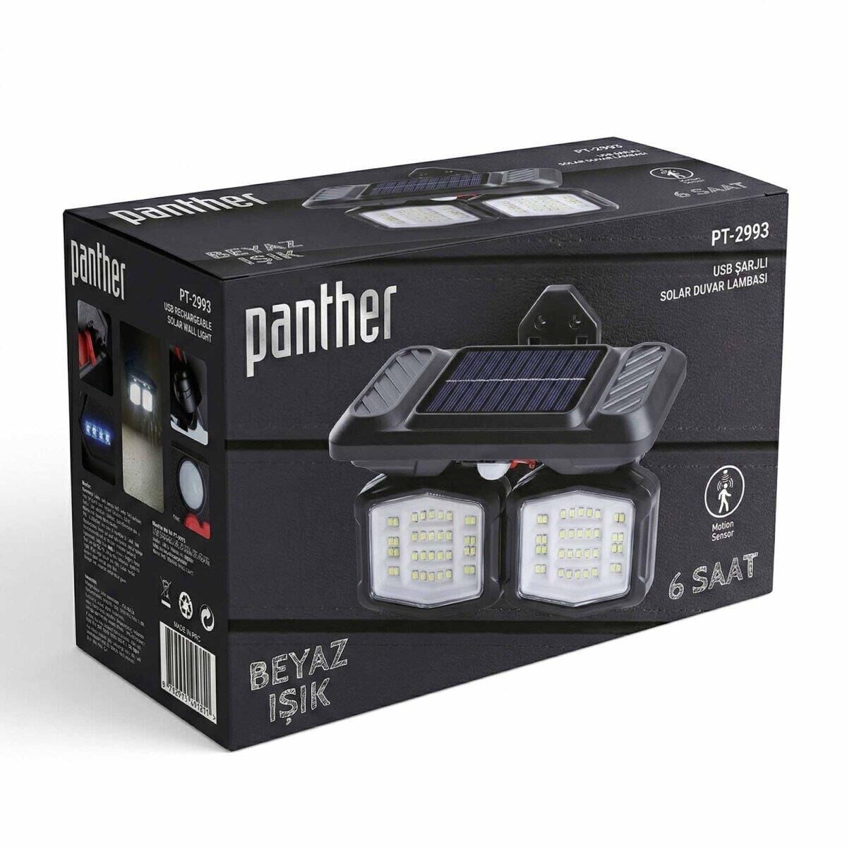 PANTHER PT-2993 SOLAR KARANLIK VE HAREKET SENSÖRLÜ LED DUVAR LAMBASI