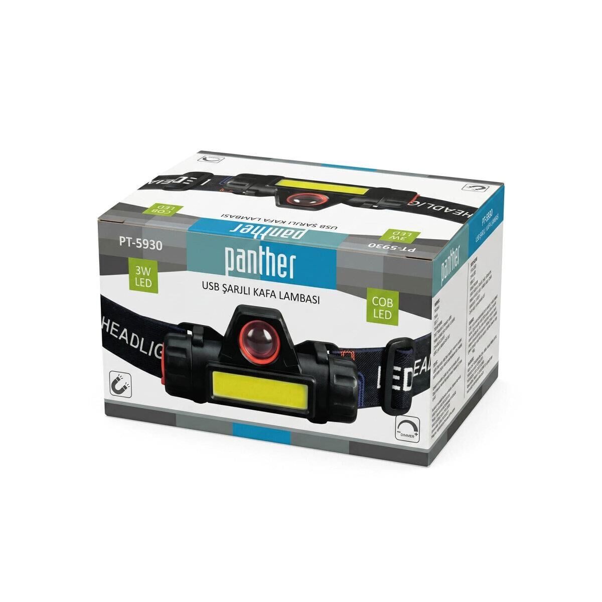 PANTHER PT-5930 USB ŞARJLI KAFA LAMBASI 14500 PİLLİ