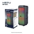 HEPU HP-947 2X8'' KABLOLU 1 EL MİKROFON BLUETOOTH USB ŞARJLI RGB IŞIKLI MÜZİK KUTUSU