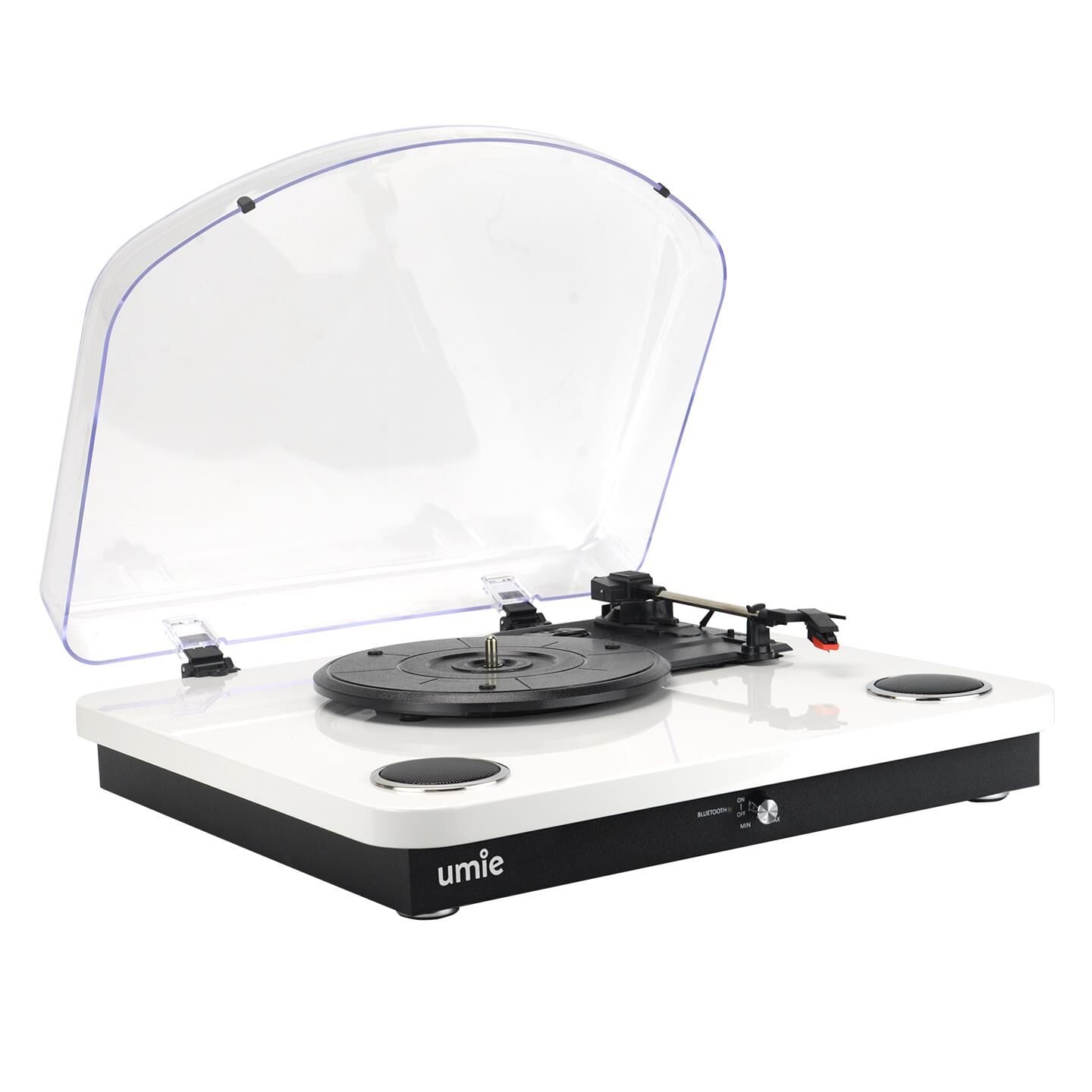 UMİE Bemol Beyaz Piano Kaplama 10W BT İN, BT OUT, RCA, USB Özellikli Nostaljik Pikap