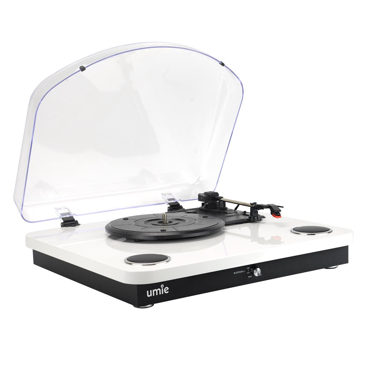 UMİE Bemol Beyaz Piano Kaplama 10W BT İN, BT OUT, RCA, USB Özellikli Nostaljik Pikap