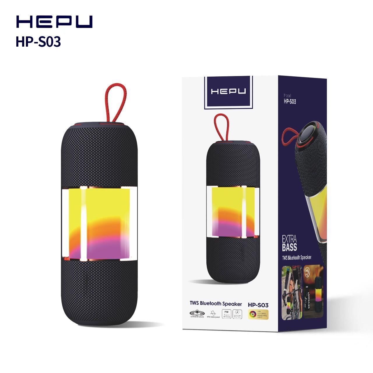 HEPU S03 BLUETOOTH USB ŞARJLI RGB IŞIKLI MÜZİK KUTUSU