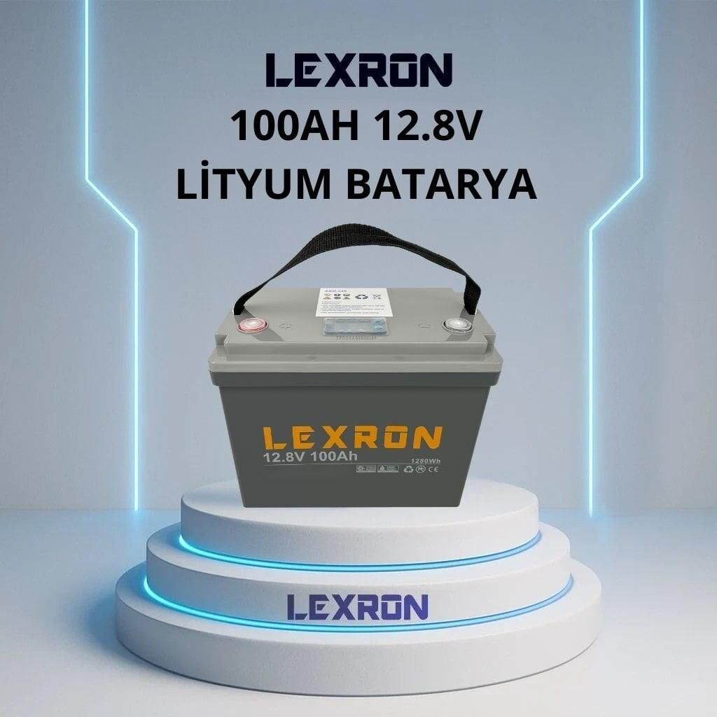 12 VOLT 100 AMPER 6000 CYCLE LİFEPO4 EKRANLI LİTYUM AKÜ LEXRON