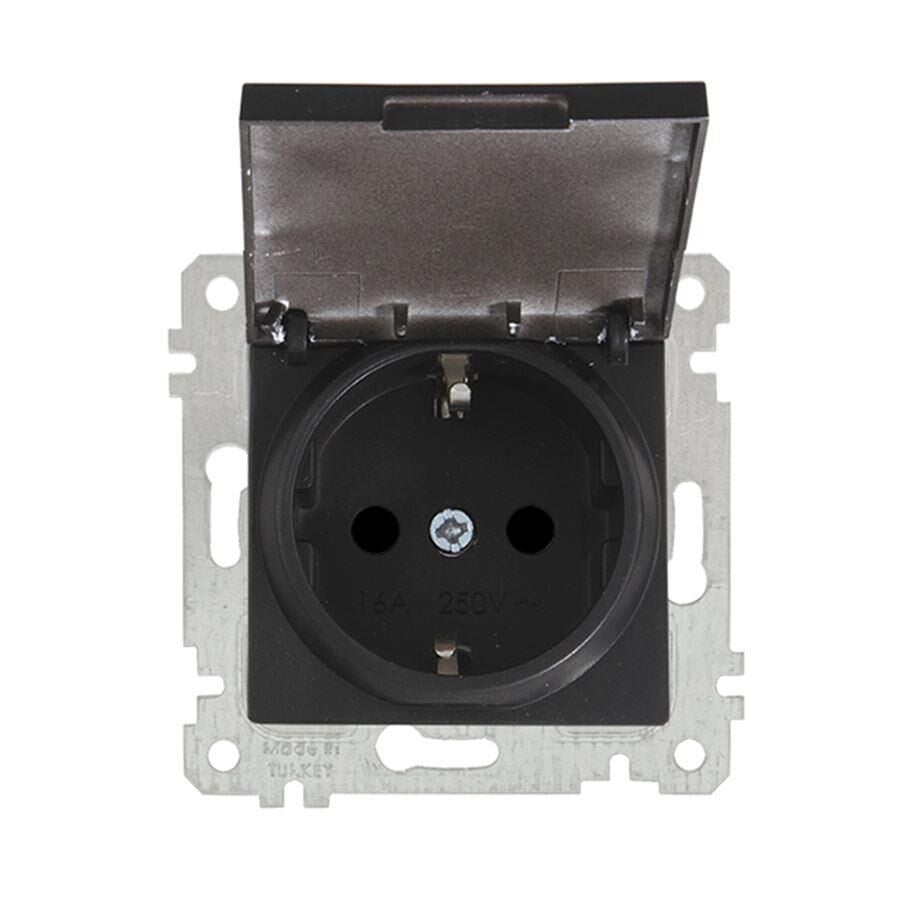 MUTLUSAN RİTA SIVA ALTI KAPAKLI TOPRAKLI PRİZ SİYAH - 22006100284