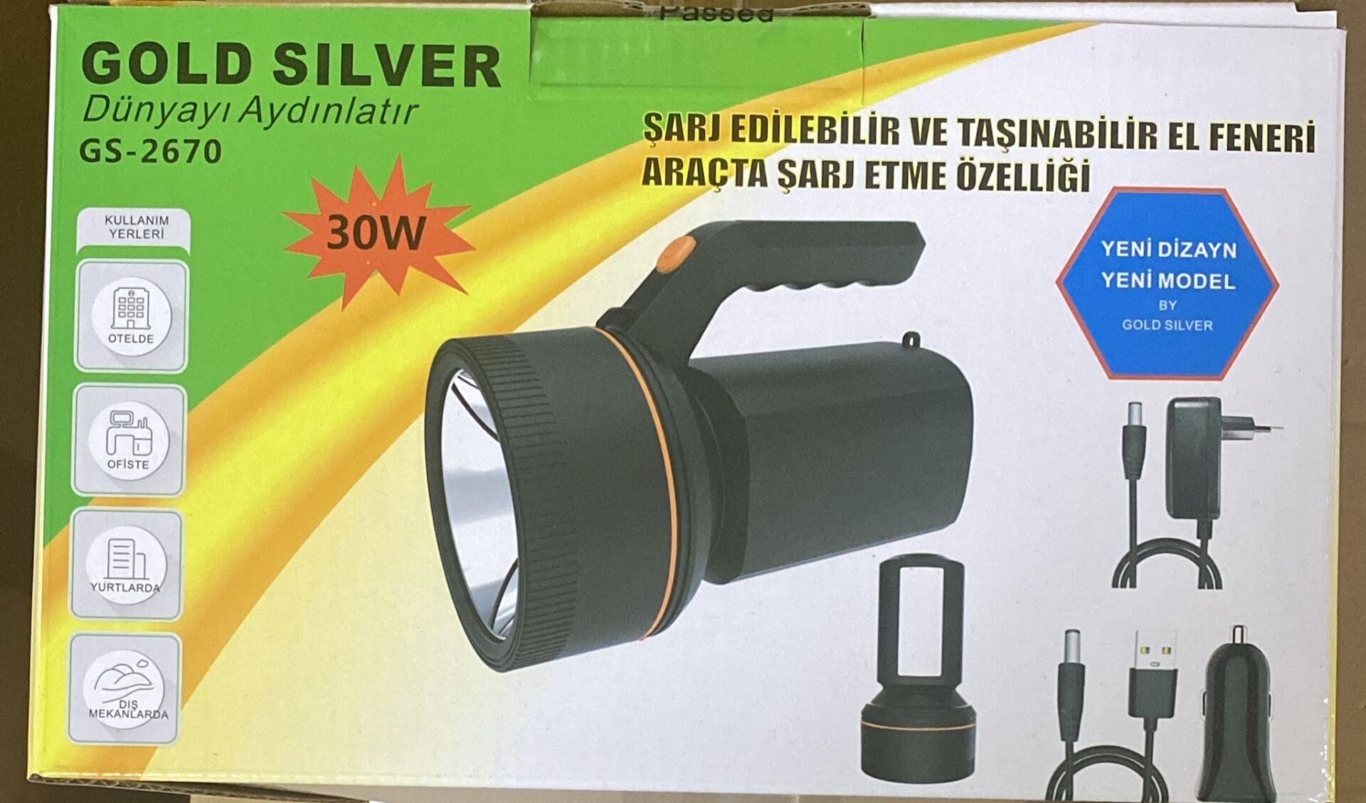 GOLDSILVER GS-2670 ŞARJLI PROJEKTÖR 30 WATT