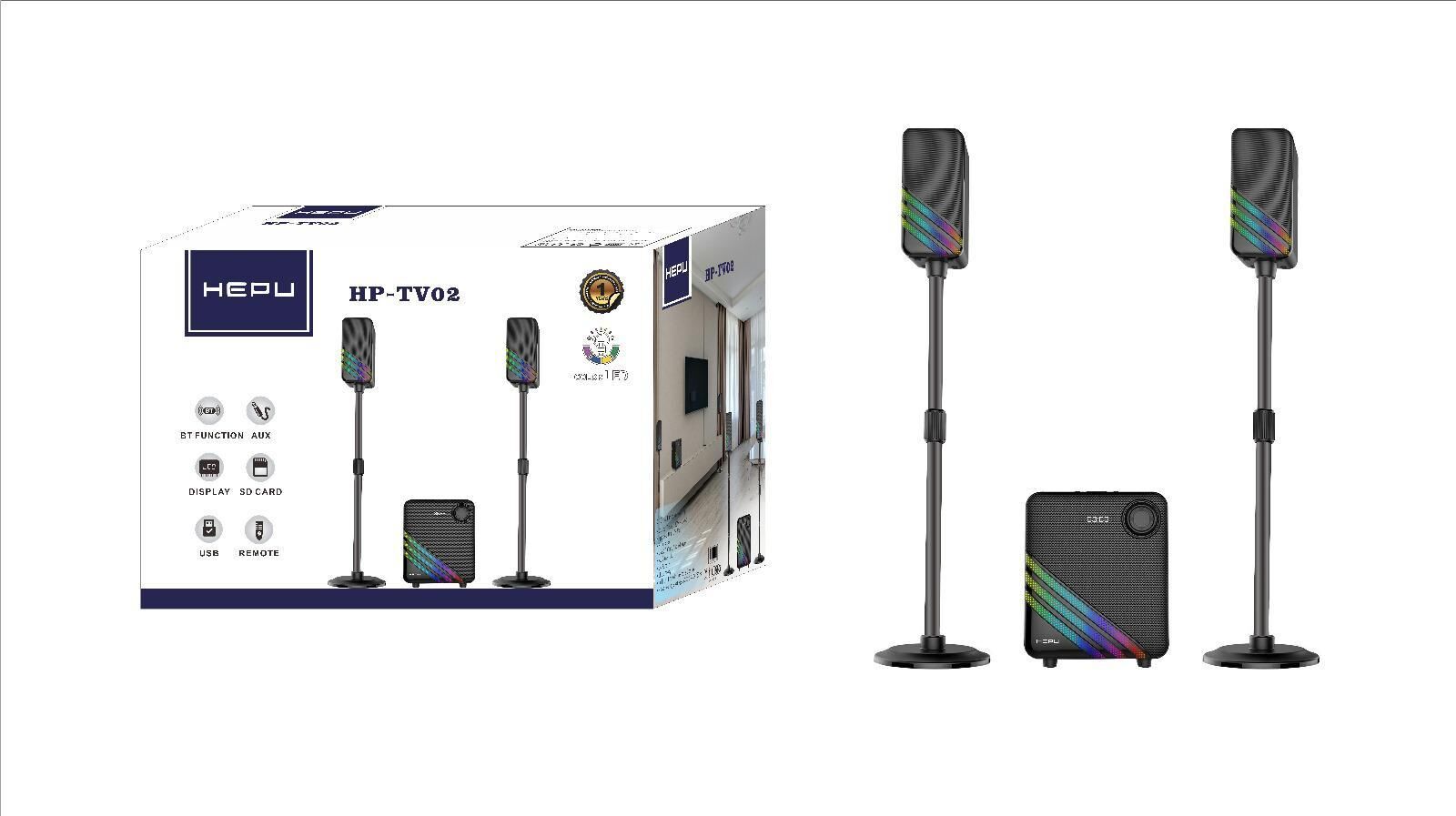 HEPU HP-TV02 2+1 TV SİNEMA SİSTEMİ BLUETOOTH USB AUX