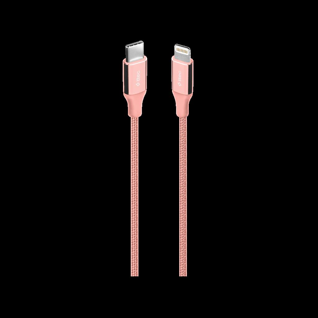 TTec 2DK41RA AlumiCable USB-C - Lightning Hızlı Şarj Kablosu 150cm Roze Altın