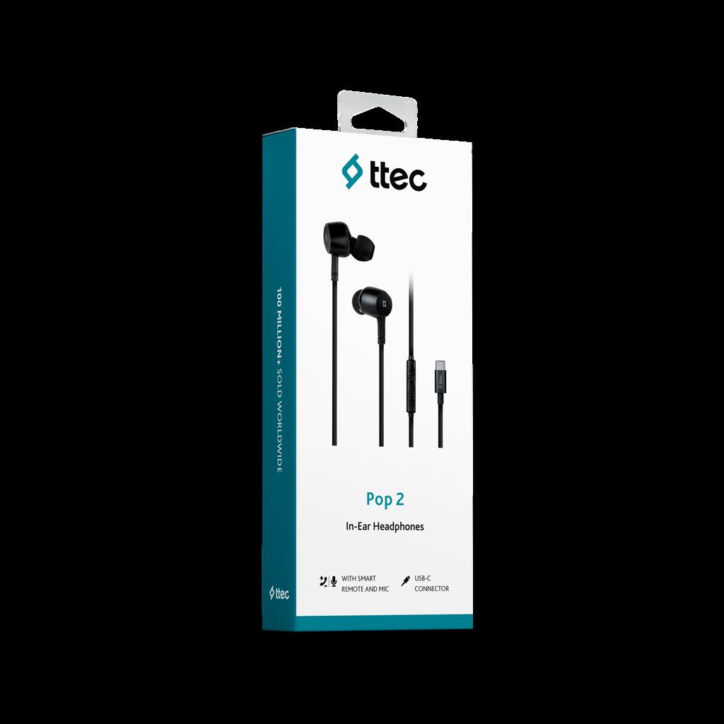 Ttec 2KMM15S Pop 2 USB-C Stereo Mikrofonlu Kulakiçi Kulaklık Siyah