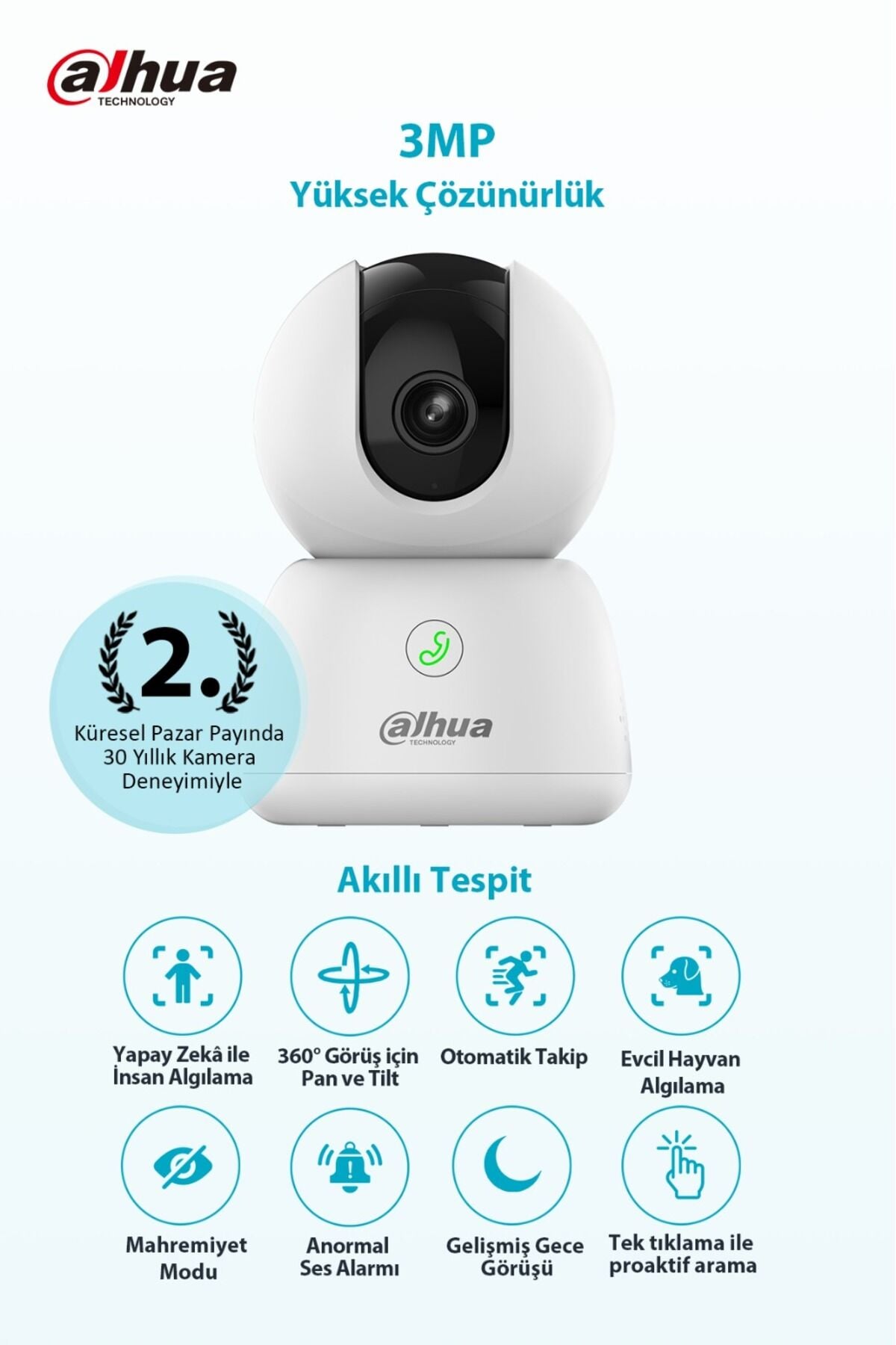 Dahua DH-H3B HERO B1 3MP İç Mekan WiFi 360Derece Akıllı Bebek & Güvenlik Kamerası