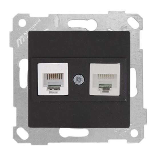 MUTLUSAN RİTA SIVA ALTI TELEFON(RJ12)+DATA PRİZİ(CAT5)SİYAH