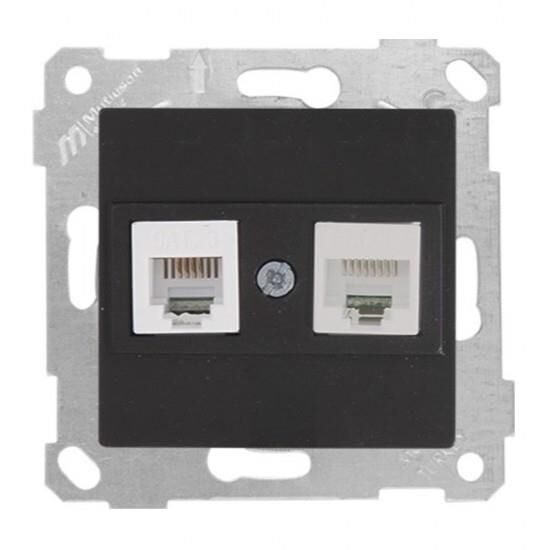 MUTLUSAN RİTA SIVA ALTI TELEFON(RJ12)+DATA PRİZİ(CAT5)SİYAH