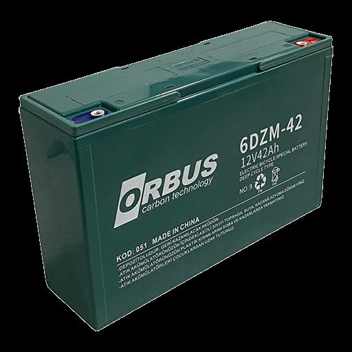 12 VOLT 42 AMPER JEL ELEKTRİKLİ BİSİKLET AKÜSÜ ORBUS-ÖLÇÜLER 270*77*170 mm.10.30 KG