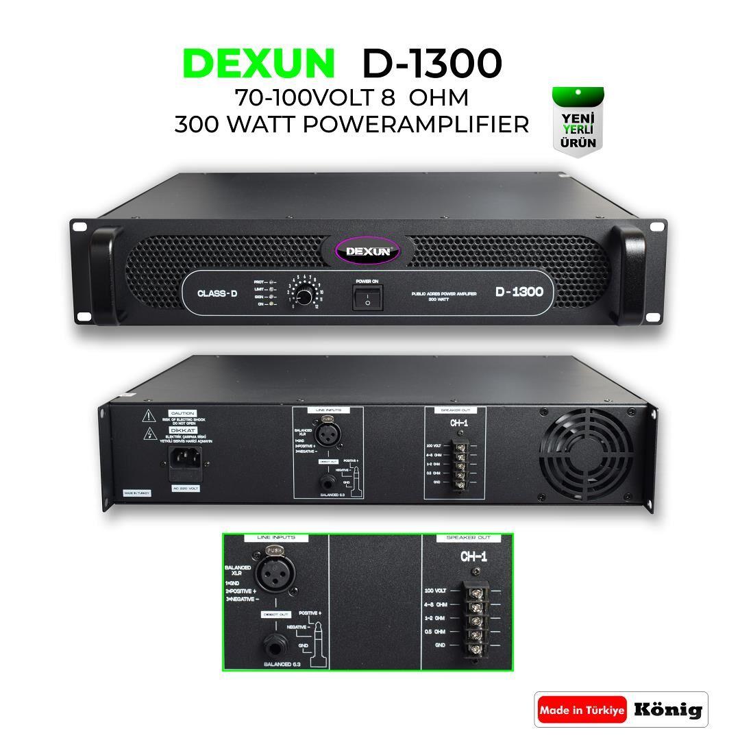 DEXUN D-1300 TRAFOLU 300 WATT POWER ANFİ