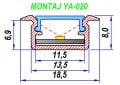 ALİMİNYUM LED PROFİL KASASI YA-020 C KASA+CAM DAHİL 255 CM 1 BOY  FİYATIDIR-YANAKLI