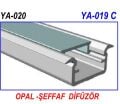 ALİMİNYUM LED PROFİL KASASI YA-020 C KASA+CAM DAHİL 255 CM 1 BOY  FİYATIDIR-YANAKLI