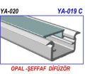 ALİMİNYUM LED PROFİL KASASI YA-020 C KASA+CAM DAHİL 255 CM 1 BOY  FİYATIDIR-KANATLI