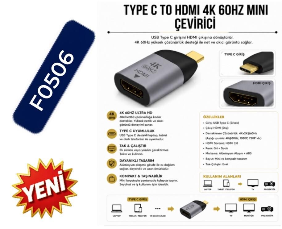 FORLİNE TYPE-C TO HDMI ÇEVİRİCİ 4K 60HZ