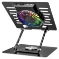 Addison AD-RC36 Steely 360 Derece Fanlı RGB Işıklı Siyah Metal Notebook Soğutucu