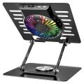 Addison AD-RC36 Steely 360 Derece Fanlı RGB Işıklı Siyah Metal Notebook Soğutucu