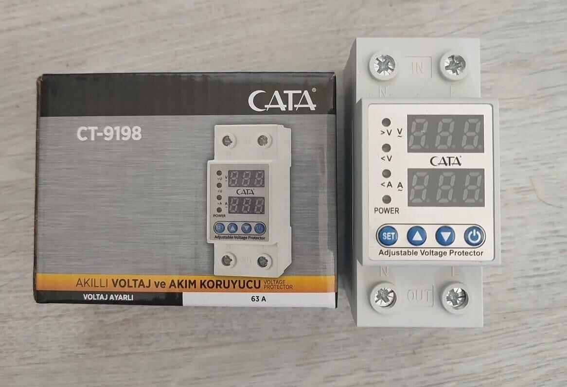 CATA CT-9198 63 AMPER MONOFAZE AKILLI VOLTAJ AKIM KORUYUCU