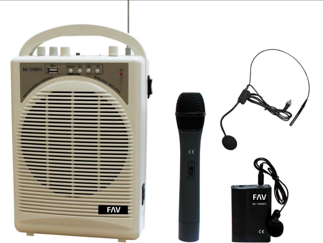 FAV SE-728-BT-USB TEK KANAL 1 EL 1 YAKA+KAFA SEÇENEĞİ 50 WATT ŞARJLI SEYYAR MEVLÜT ANFİ