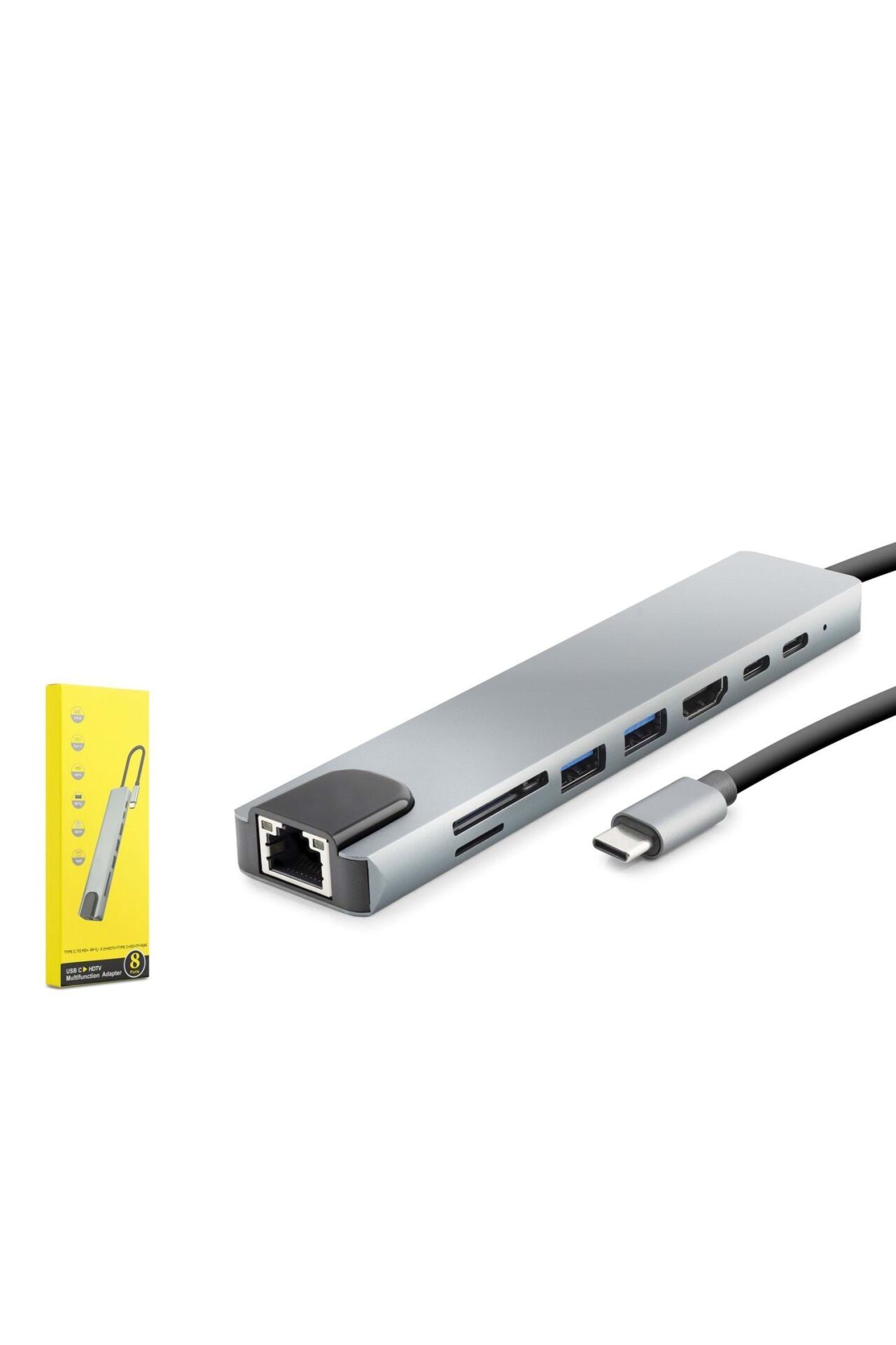 HADRON HDX7841 TYPE-C TO HDMI + LAN + 2TYPE-C + 2USB 3.0 + TF + SD