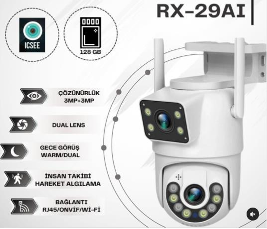 X5 TECH RX-29AI 3+3MP Wifi ÇİFT LENS FULL HD SESLİ IP KAMERA