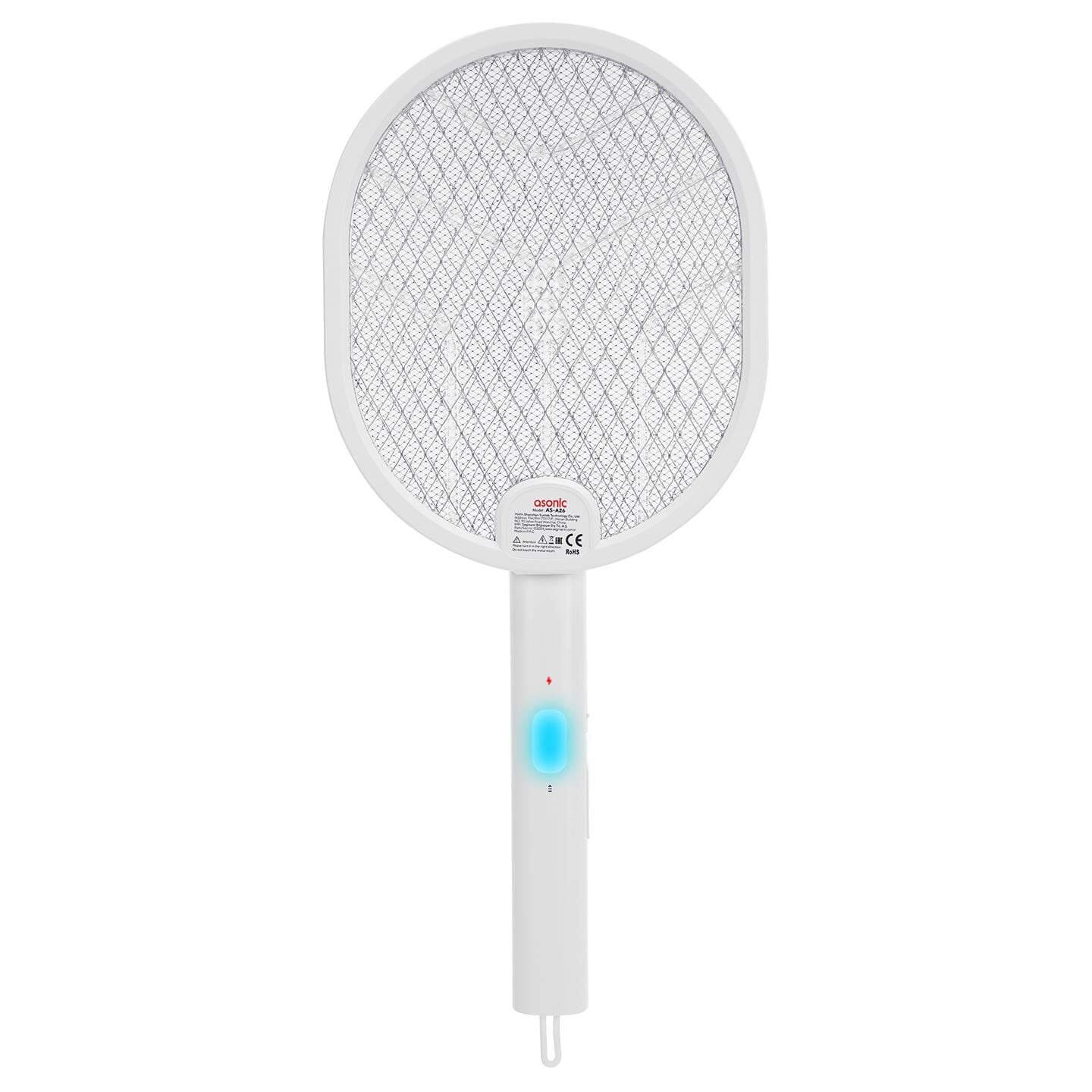Asonic AS-A26 Beyaz 1200mAh 3000V Çıkış UV Işıklı Şarjli Katlanabilir Askılı Raket Sinek
