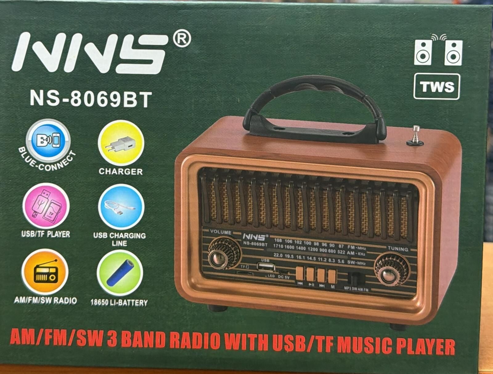 NNS NS-8069BT BLUETOOTH USB NOSTALJİK ŞARJLI RADYO