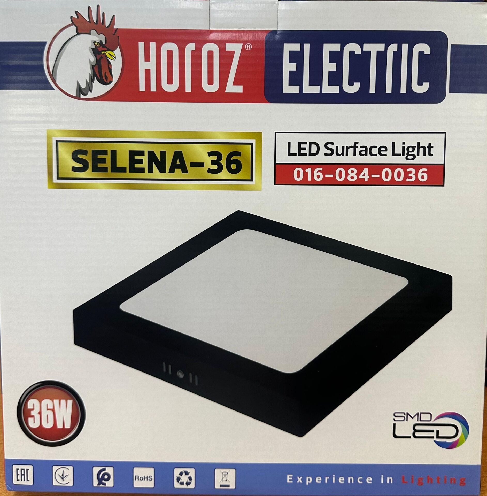 HOROZ LED PANEL 36 WATT SIVA ÜSTÜ BEYAZ IŞIK SİYAH KASA KARE 30X30 SELENA-36