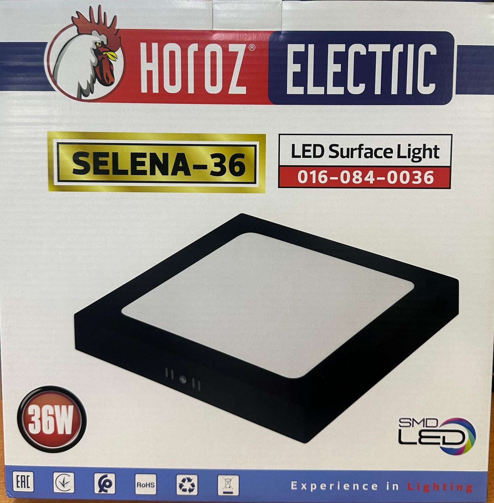 HOROZ 36 WATT SELENA-36 SIVA ÜSTÜ BEYAZ IŞIK SİYAH KASA KARE 30X30 LED PANEL
