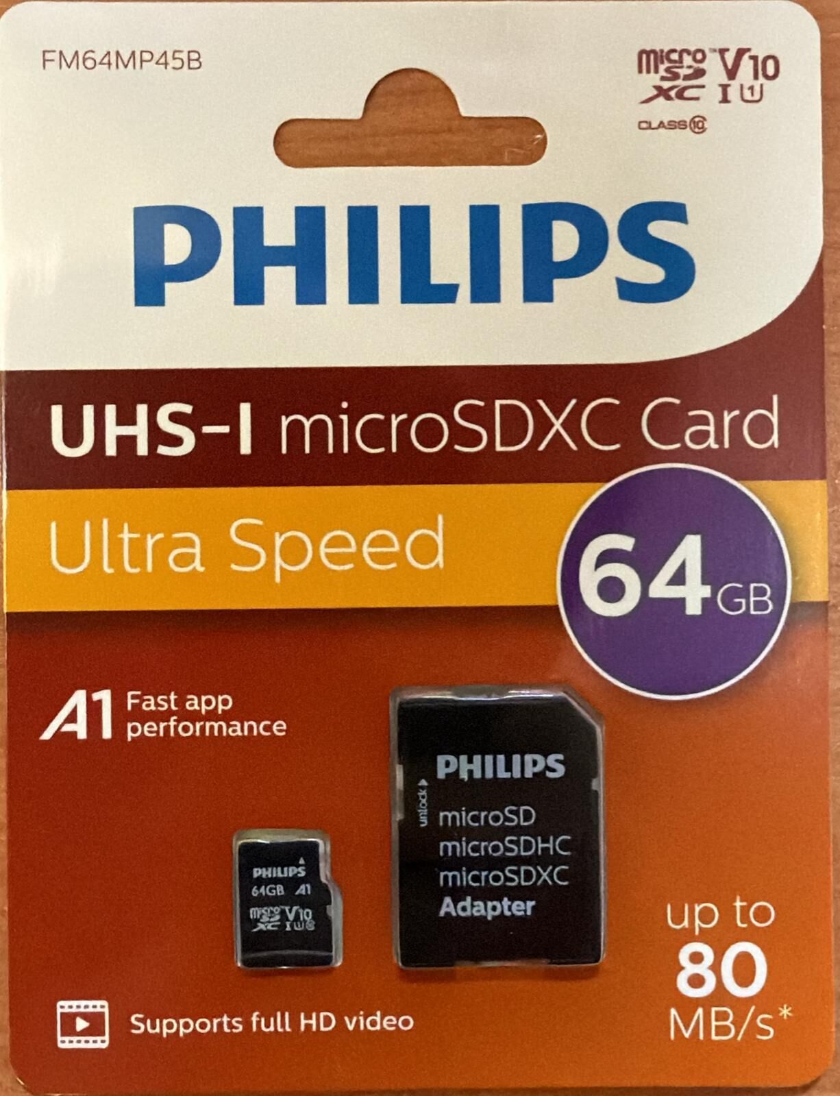 Philips 64Gb FM64MP45B Class10 V10 MicroSd Hafıza Kartı