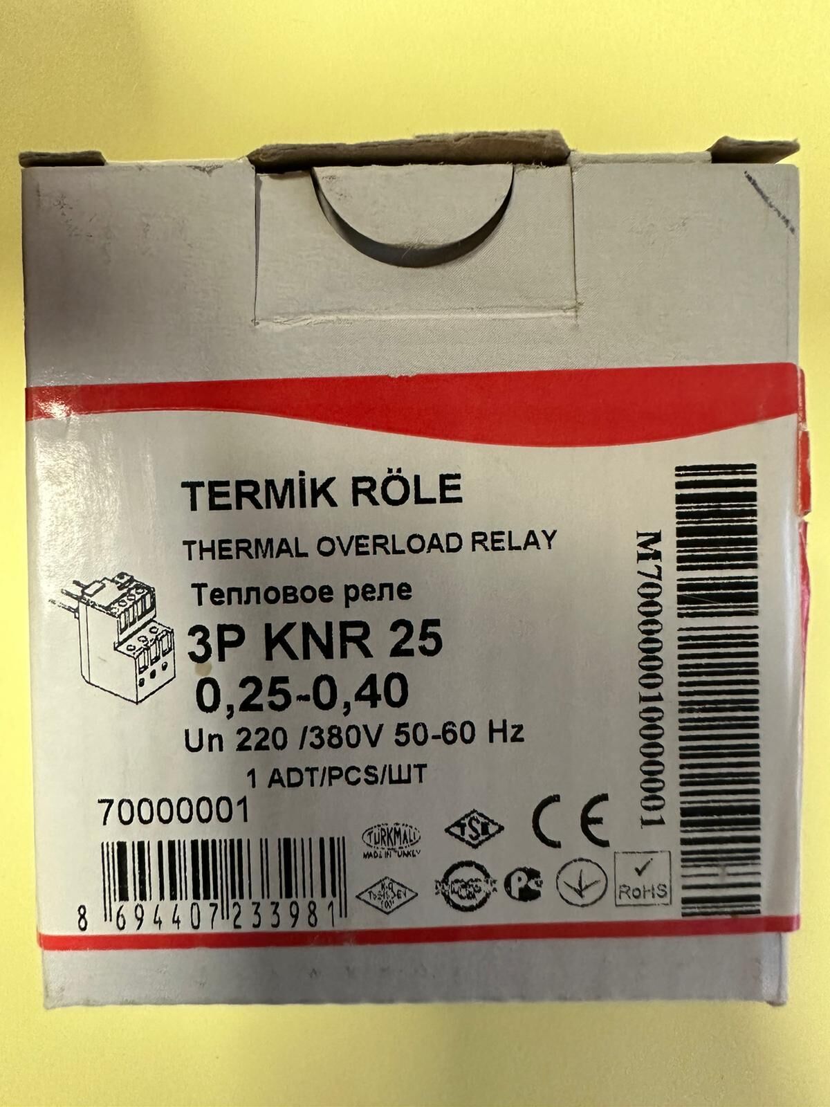 TERMİK RÖLE 3P KNR 25 0,25-0,40-10 AMPER MAKEL KOD 70000001