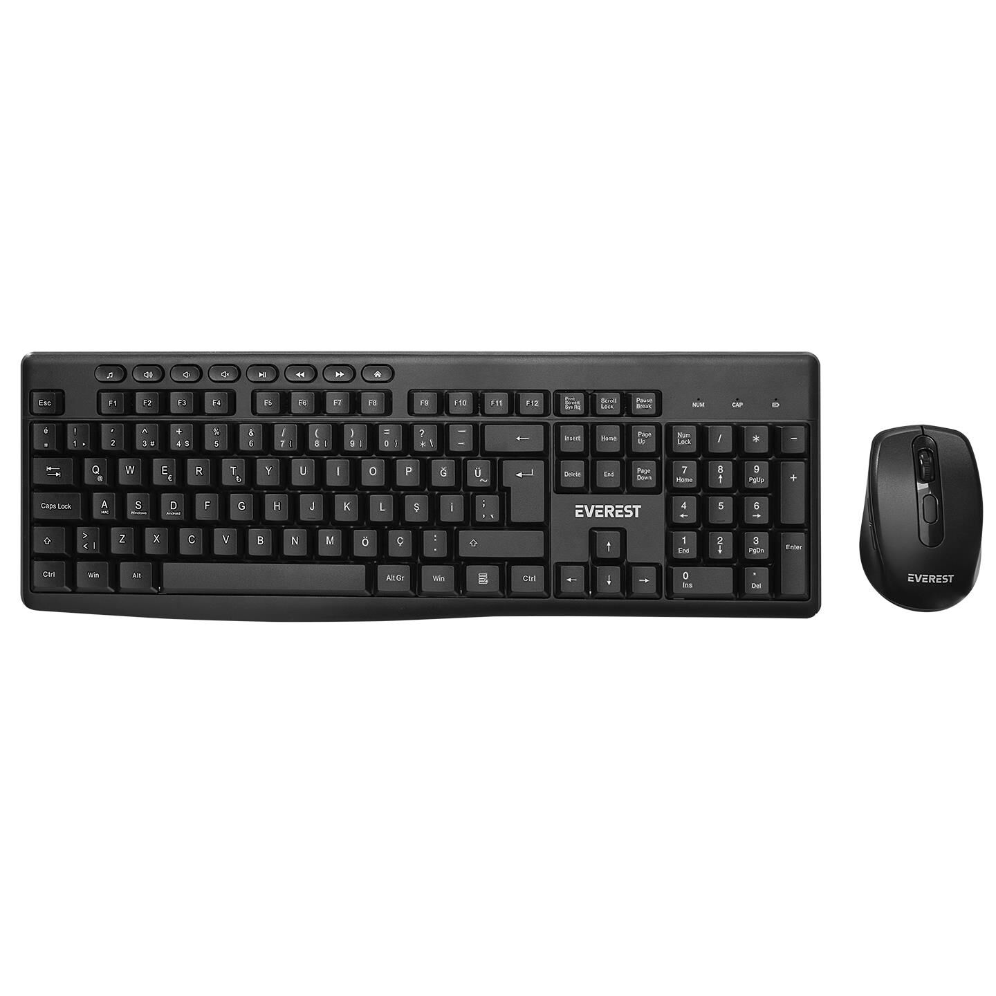Everest KM-719 Siyah Ikisi bir arada 2 in 1 Kablosuz Q Multimedia Klavye + Mouse Set