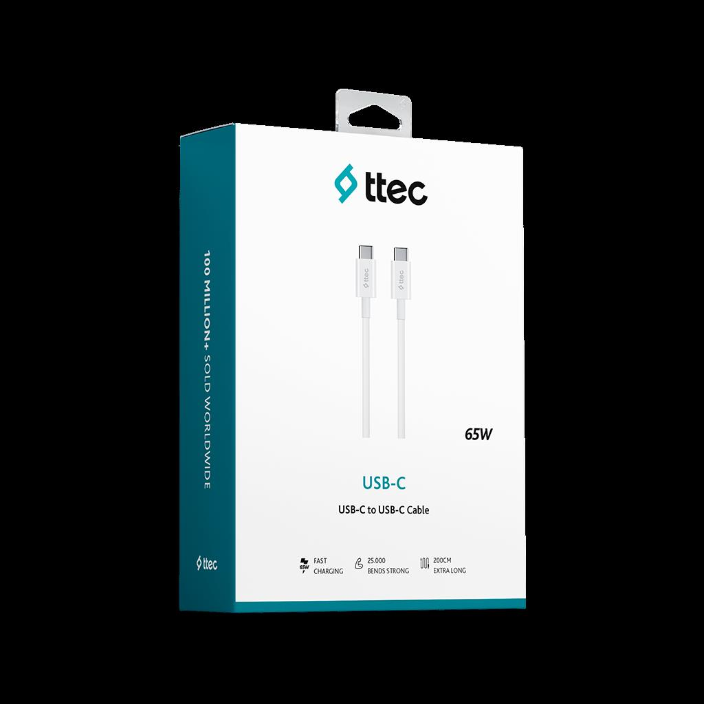TTEC 2DK45B USB-C - USB-C 200cm 65W PD/Q C Hızlı Şarj/Data Kablosu