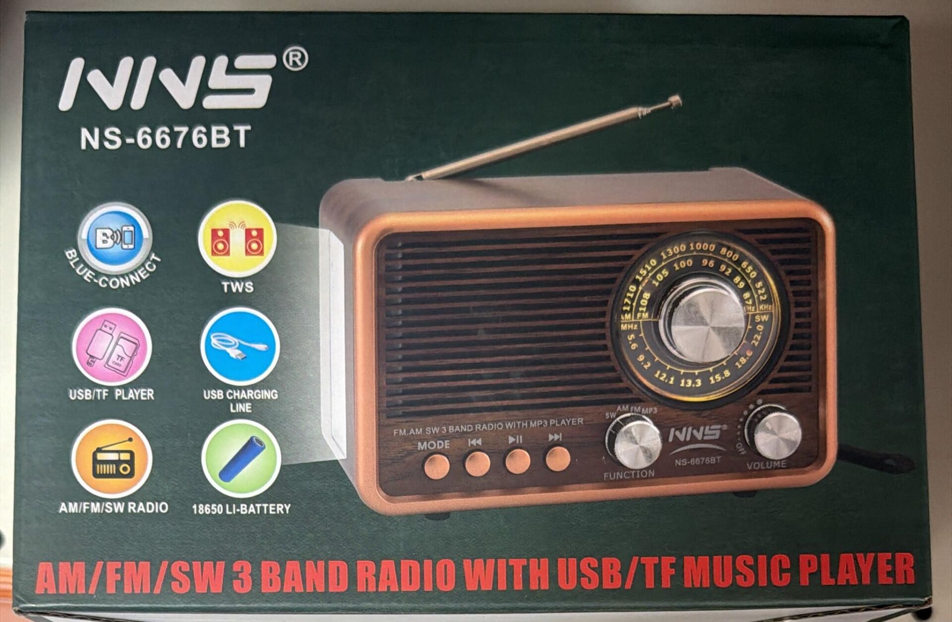 NNS NS-6676BT BLUETOOTH USB NOSTALJİK ŞARJLI RADYO