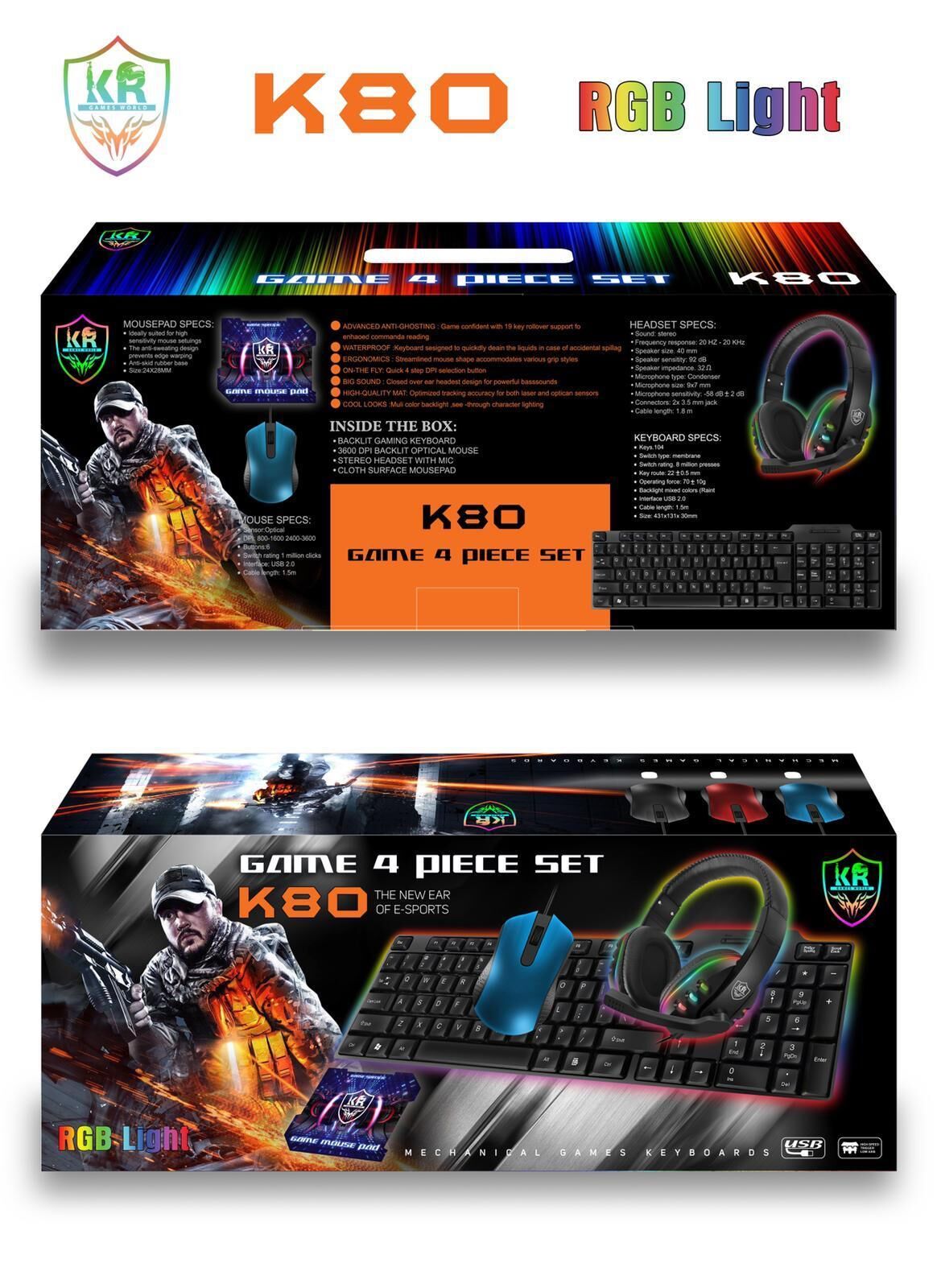 POWERSTAR K80 OYUNCU KULAKLIK KLAVYE MOUSE VE PED TAKIM