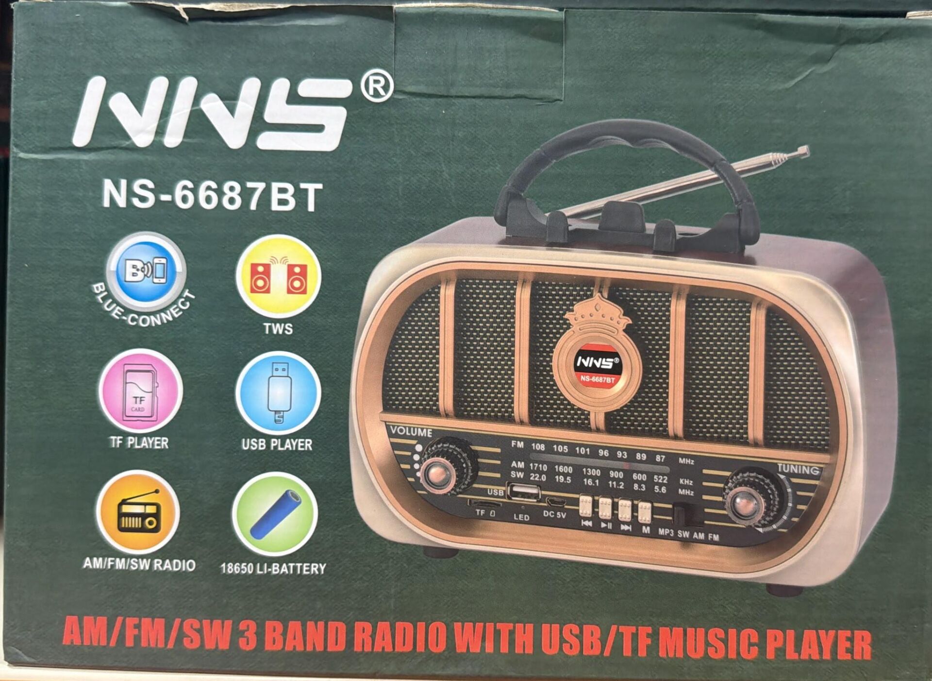 NNS NS-6687BT BLUETOOTH USB NOSTALJİK ŞARJLI RADYO