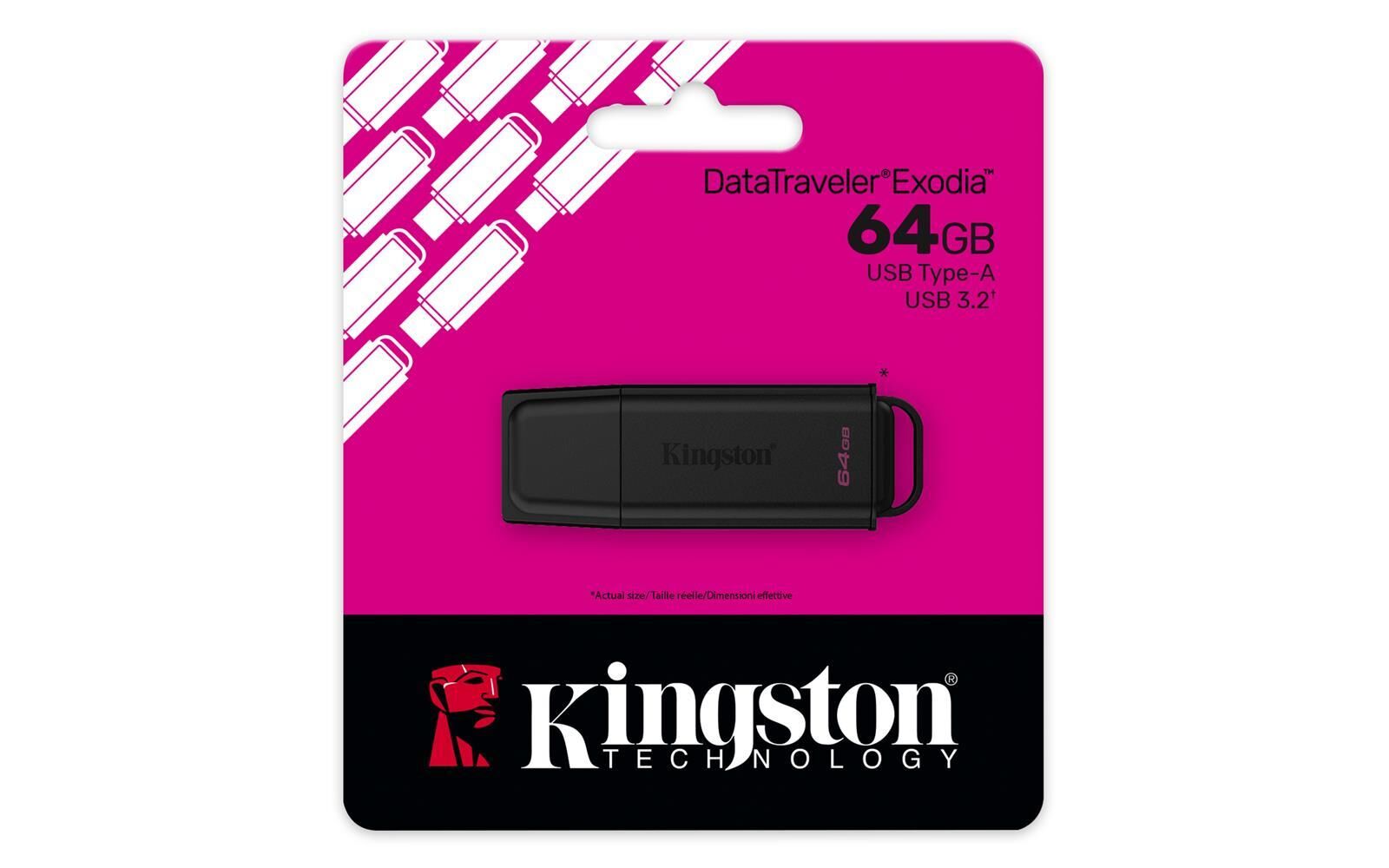 Kingston DTXG2/64GB 64GB Portable USB 3.2 Gen 1 DataTraveler Exodia Black Flash Bellek