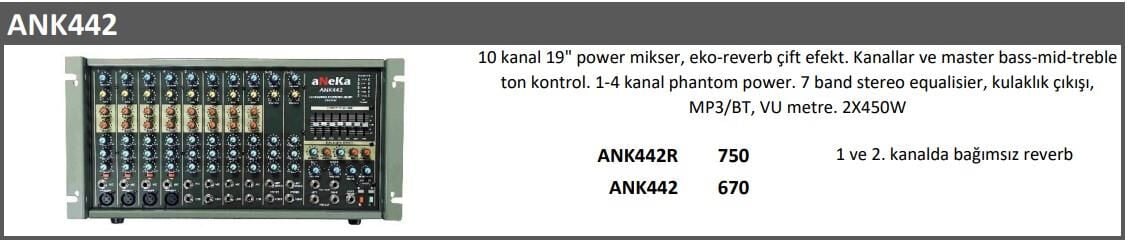 ATAK ANK442 EKO REVERB USB 2X450 WATT POWER MİKSER ANFİ