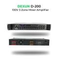 DEXUN D-200-USB+BT 2 MİKROFON+AUX GİRİŞLİ BAS TİZ 200 WATT 3 BÖLGELİ TRAFOLU ANFİ