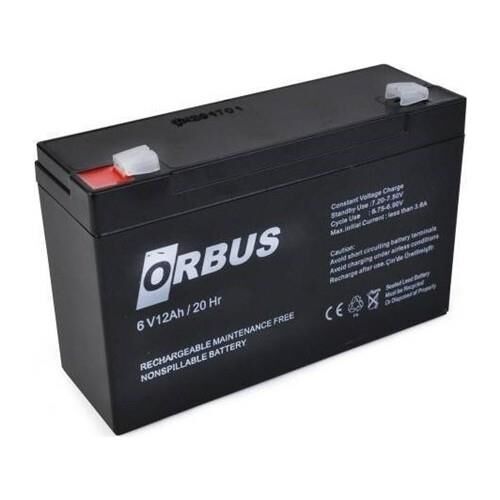 6 VOLT 12 AMPER AKÜ ORBUS ÖLÇÜLER-150*50*94 mm.1,65 kg.