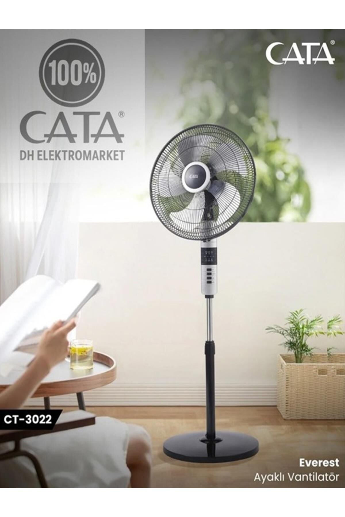 CATA CT-3022 45CM 5 PERVANELİ 50WATT 3KADEME BAKIR MOTOR AYAKLI VANTİLATÖR