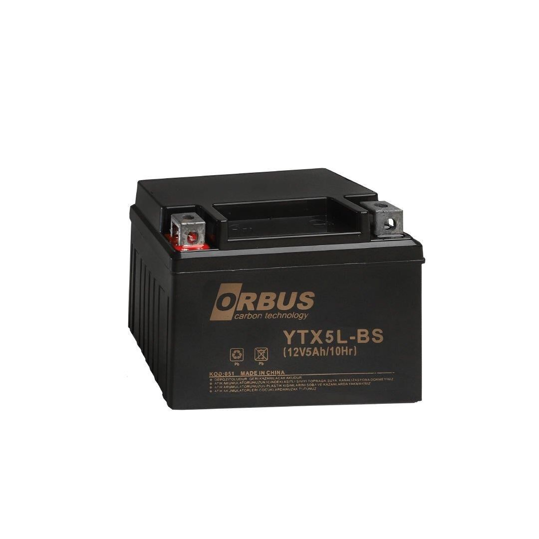 12 VOLT 5 AMPER ORBUS MOTOSİKLET AKÜSÜ-ÖLÇÜLER120*62*128 mm.1,8.kg. 12N5-BS DİKEY