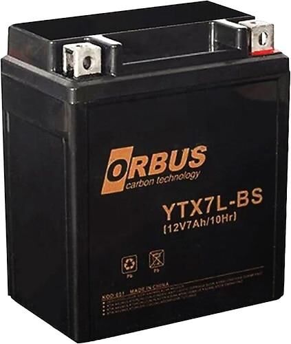 12 VOLT 7 AMPER ORBUS MOTOSİKLET AKÜSÜ-ÖLÇÜLER 114*71*131 mm. - 2,3 kg YTX7L-BS-DİKEY